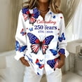 thumbnail image 2 of Domzest Womens Usa 250th Anniversary Shirt 4th Of July American Flag Elements Tshirt Patriotic Long Sleeve V Neck Butoon Down Shirts White M, 2 of 5