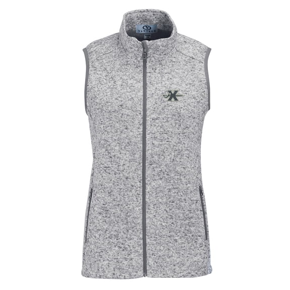 Women's Heather Gray Xavier Musketeers Summit Fleece Full Zip Sweater Vest