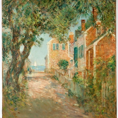 Art Oil Painting Impressionist Landscape - Street in Provincetown, 1904 American Impressionist Street Coast Scene Oil Painting Print Wall Art By Childe Hassam