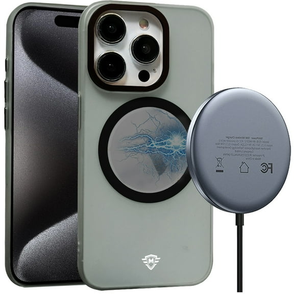 For Apple iPhone 15 Pro Max (6.7") Hybrid Chrome Edged Camera [Magnetic Circle] Shockproof TPU Hybrid Compatible with Magsafe Cover ,Xpm Phone Case [ Black ]