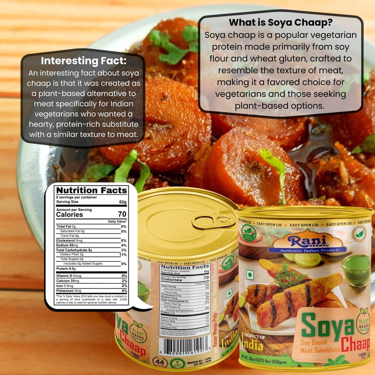 Rani Soya Chaap Vegan Chunks, 30oz (1.875lbs), All Natural, NON