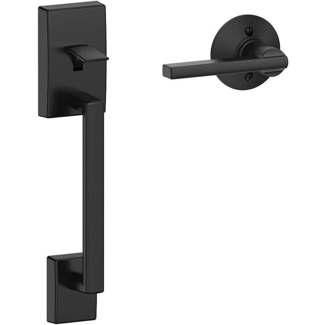 Set de manillas de entrada Schlage Century negro mate para puerta de 4 cm de grosor
