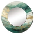 thumbnail image 2 of Designart "Fusion Of Gold And Green Tranquil Waves" Abstract Shapes Rund Mirror For Wall Decor - Large Beige Round Printed Mirror - Modern Round Office Mirror - 23" x 23", 2 of 6