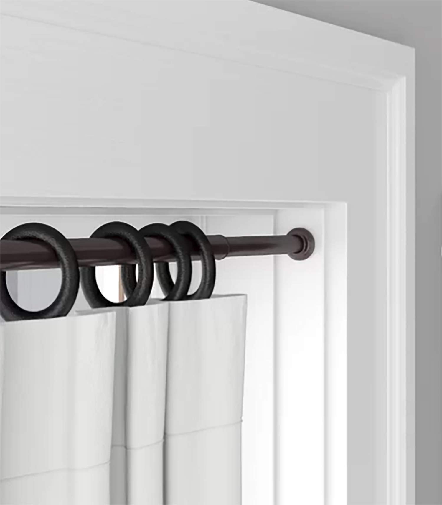 Urbanest 1" No-Drill Adjustable Tension Rod, 42"–72", Glossy White– Heavy Duty Metal Rod for Shower, Closet & Windows
