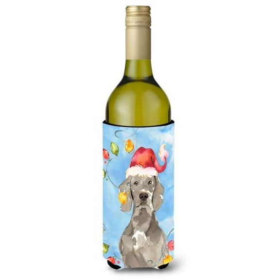 Christmas Lights Weimaraner Wine Bottle Beverage Insulator Hugger