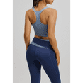 thumbnail image 3 of Women's 2 Piece Color Block Workout Set, Sports Bra and High Waist Leggings, Yoga Gym Pilates Outfit, 3 of 10