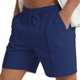 thumbnail image 3 of Fnnxeal Mens Big & Tall Elastic Waist Athletic Shorts, 5-Inch Inseam Casual Lounge Shorts Relaxed Fit with Drawstring Navy,Size 3XL, 3 of 8