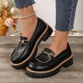 thumbnail image 6 of ZACPNCV Women's Matte Leather Block Heel Loafers Chunky Heel Round Toe Slip On Retro Casual Shoes Comfortable Vintage, 6 of 9
