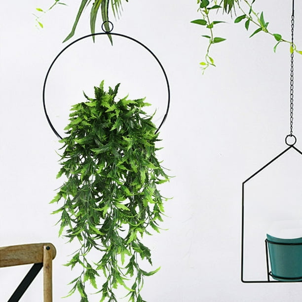 Decoración simulada de ratán para tapices de pared - hojas de plástico verde de 31,9 pulgadas para bodas, banquetes, balcones y decoración del hogar