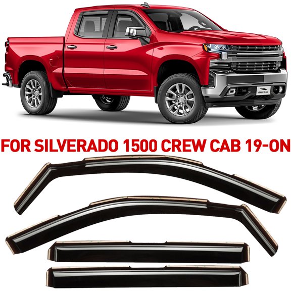 Voron Glass in-Channel Extra Durable Rain Guards for Chevy Silverado/GMC Sierra 1500 2019-2026 Crew Cab,Window Deflectors,Vent Visors,4pcs - 220089