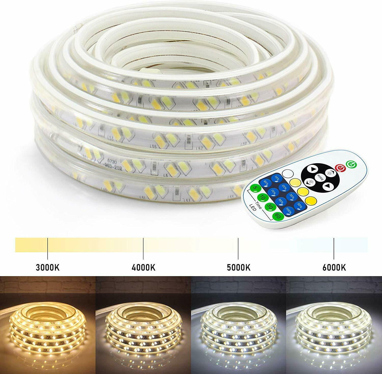 1M-5M RGB White Warm Waterproof 5050 60-600LED Flexible LED Light Strip Tape 12V 