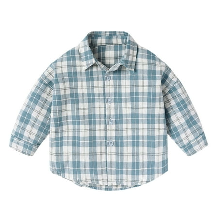 

Kids Children Toddler Baby Boys Girls Long Sleeve Cotton Plaid Shirt Blouse Tops Outfits Clothes Sweatsuit for Boys