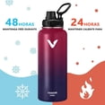 thumbnail image 2 of Termo de Acero Inoxidable, Termo de Agua con 2 Tapas, para Agua Fría (24 horas) o Caliente (12 horas), Doble Pared y Tapa Hermética Antigoteo, con Asa para Transportar (1180ml/40Oz, Rojo-Azul), 2 of 3