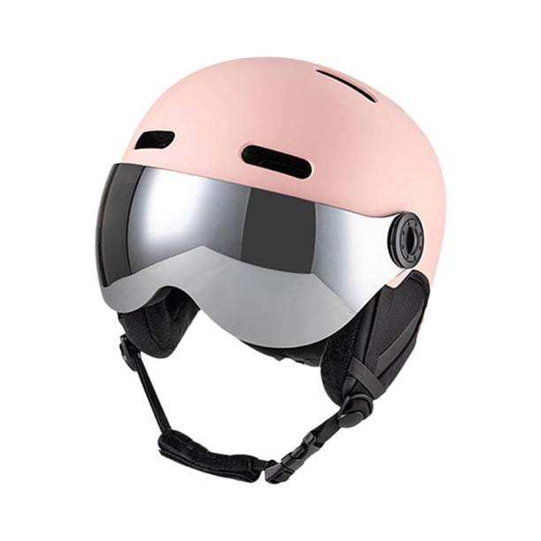 Casco de snowboard con gafas de esquí, cascos deportivos de protección para la cabeza, casco de nieve Rosa