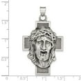 thumbnail image 2 of 925 Sterling Silver Hollow Satin Oxidized Jesus Religious Faith Cross Medal Pendant Necklace 43.66x28.43mm Wide 7.65mm T, 2 of 2