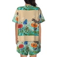 thumbnail image 3 of Lsque Colorful Plants And Insects Women's Short-Sleeved Pajama Set - 2 Piece Soft and Lightweight Sleepwear Set-XX-Large, 3 of 9