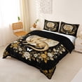 thumbnail image 3 of Metsweet Vintage Dragon Duvet Cover Queen, Gothic Moon Floral Queen Bedding, Gold White Black,Black Reversible,3-Piece,1 Duvet Cover and 2 Pillowcases, 3 of 6