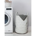 thumbnail image 3 of Floral Laundry Bag, Rhythmic Intricate Ornaments in Greyscale Tones Pattern on Plain Backdrop, Basket with Handles Drawstring Closure for Laundromats, 13" x 19", White and Pale Grey, by Ambesonne, 3 of 4