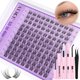 thumbnail image 1 of ALICE Kit de extensiones de pestañas naturales Kit de grupos de pestañas de banda invisible Wispy10-14 mm Extensiones de pestañas C Curl Kit de pestañas individuales en grupo con removedor de pestañas, 1 of 5