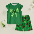 thumbnail image 2 of Nwiuh Girls Pajamas Set Toddler Kids Sleepwear Cute Top and Cozy Bottom Short Pajama Set (Green, 1-2 Years), 2 of 5