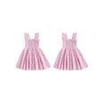 thumbnail image 2 of BemeyourBBs Toddler Baby Girl Plaid Gingham Dress Little Girl Summer Smocked Sundress Ruffled Trim Flying Sleeve A Line Casual Dress, 2 of 9