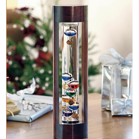 - Galileo Thermometer with Beautiful Cherry Finish Wood Frame