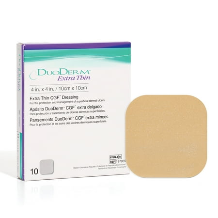Convatec DuoDERM Extra Thin 4"x4" Hydrocolloid Sterile Dressing, 10ct Box, Latex-Free
