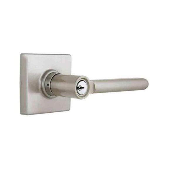 Tonebridge Satin Nickel Keyed Entry Door Lever with Square Rose
