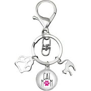 Infinity Collection Cat Mom Keychain, Cat Jewelry, Kitty Cat Charm Zipper Pull Key Chain, Cat Paw Charm Keychain - Pet Jewelry - Cat Lover Gifts