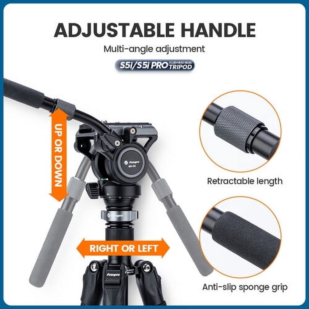 Fotopro 64-inch Aluminum Tripod for Camera, Heavy-Duty Video Tripod Stand with Quick Leveling Base, 1/4” and 3/8” Universal QR Plate, S5i Pro