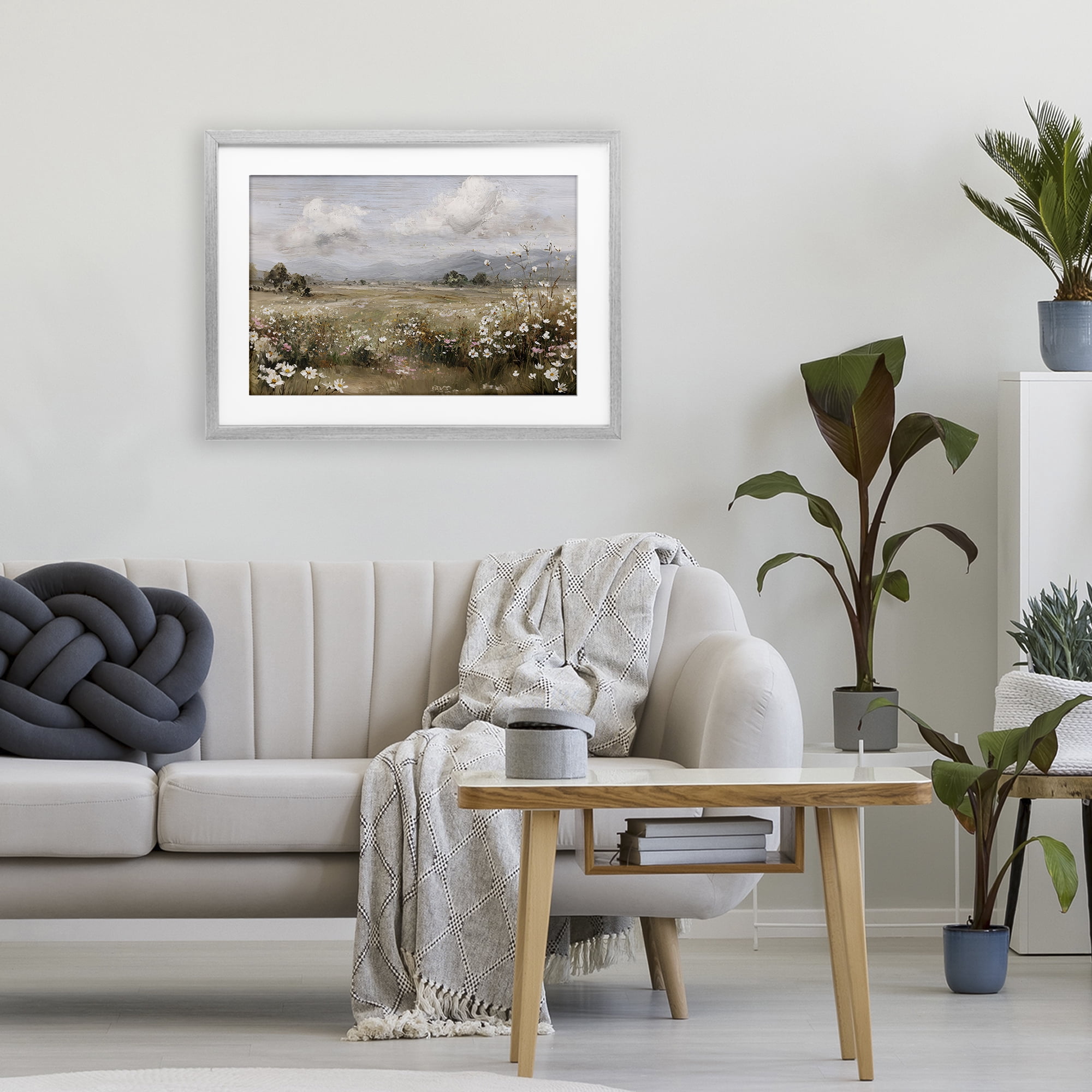 Stupell Industries Daisy Clusters in Field Gray Framed Print Under Glass, design by Jacky Ngan