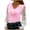 Pink, variant on Women's Blouse Romantic Lace Insert V-Neck Floral Print Long Sheer Sleeves Casual Date Night Elegant Top, Pink M