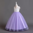 thumbnail image 3 of Girl Lace Flower Sleeveless Gown Dress Kids Wedding Bridesmaid Pageant Party Formal Long Gown Princess Tulle Flower Girl Dresses - 4-12T, 3 of 5