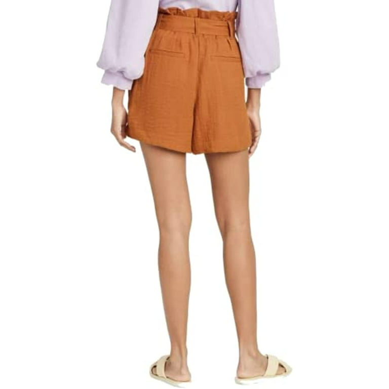 A New Day Women's High-Rise Paperbag Shorts- (Light Brown Gingham