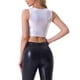 thumbnail image 3 of Top sin mangas U Neck de la edición INSPIRE CHIC para mujeres, ropa de fiesta y club, top corto metálico brillante holográfico XS, blanco holográfico, 3 of 6