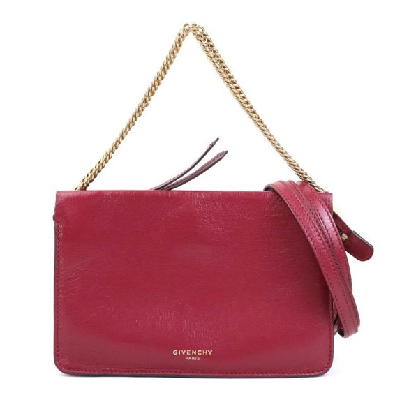 Pre-Owned Givenchy shoulder bag in leather and suede wine red red, women's, 56357a