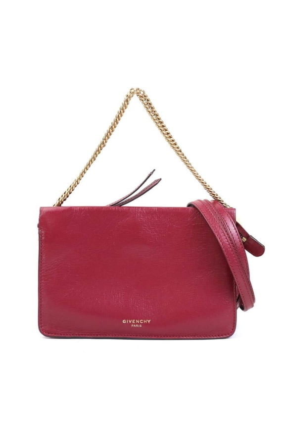 Pre-Owned Givenchy shoulder bag in leather and suede wine red red, women's, 56357a (Good)