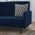 thumbnail image 3 of BizChair Premium Split Back Sofa Futon, Convertible Sleeper Couch for Small Spaces in Soft Navy Velvet Upholstery with Solid Wooden Legs, 3 of 12
