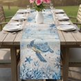 thumbnail image 4 of Blue Sea Turtles Table Runner 90 Inches, Coastal Vintage Ocean Sea Starfish Coral Bed Runner Dresser Scarves Tabletop for Indoor Outdoor Parties/Ceremony/Banquet, 13" x 90", 4 of 9
