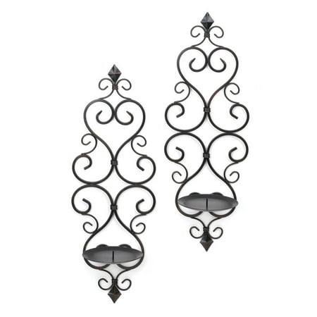 Black Fleur De Lis Vanity - Candle Sconces Wall, Black Bathroom Wall Sconce, Decorative Fleur-de-lis Sconces