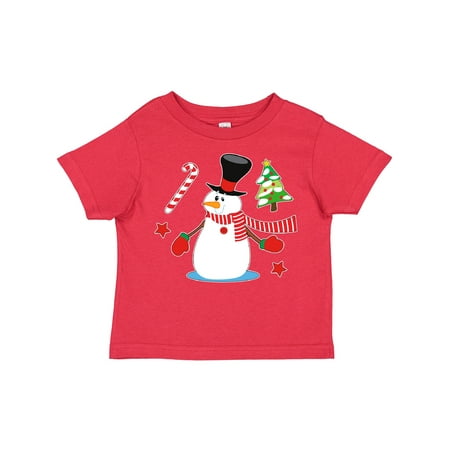 

Inktastic Top Hat Snowman with Christmas Tree and Candy Cane Gift Toddler Boy or Toddler Girl T-Shirt