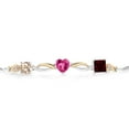 thumbnail image 2 of Gem Stone King 925 Silver and 10K Yellow Gold Peach Morganite Pink Created Sapphire Red Garnet and Lab Grown Diamond Tennis Bracelet for Women By Keren Hanan (2.12 cttw, Adjustable up To 9 inch), 2 of 4