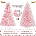 thumbnail image 4 of Yaheetech 7.5ft Pre-lit Artificial Christmas Tree with Foldable Stand, Pink, 4 of 11