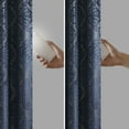 thumbnail image 5 of Total Blackout Curtain for Bedroom Living Room, Knitted Jacquard Damask Window Curtain Panel with Gunmetal Grommet, Fits Up to a 1.25'' Diameter Rod, 108.00''x50.00''x0.13'', Navy, 5 of 9