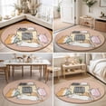 thumbnail image 4 of Large Round Rug 8Ft, Pink Brown Cute Cat Non-Slip Washable Circle Rugs Carpet, Cartoon Funny Heater Cats Indoor Outdoor Rug Floor Mats Throw Runner for Bedroom Living Room Bathroom, 4 of 8