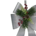thumbnail image 2 of Northlight 19" LED Lighted Sliver Tinsel Bow Christmas Decoration, 2 of 4