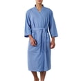 thumbnail image 2 of Hrsba Robe for Men,Solid Color V Neck 3/4 Sleeve Sleep Robe With Belt and Pockets Fall Bathrobe, 2 of 7