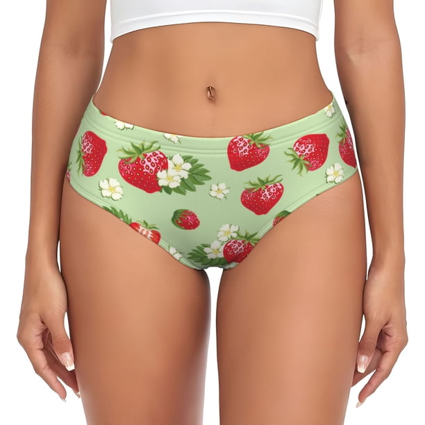 Fotbe Strawberry Floral Calzones Estampados para Mujer – Ropa Interior de Algodón, Cómoda, Suave y Elástica-Medium