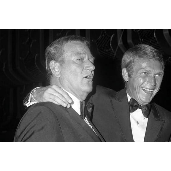 John Wayne Steve McQueen great shot two legends in tuxedo laughing 24x36 Poster