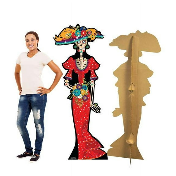 67 x 27 in. Day of The Dead Woman Cardboard Standup